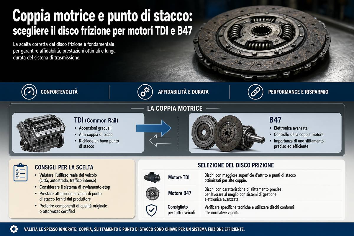 Coppia motrice e punto di stacco scegliere il disco frizione per motori TDI e B47